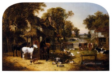 動物 Painting - イギリスの農場の牧歌ジョン・フレデリック・ヘリング・ジュニアの馬